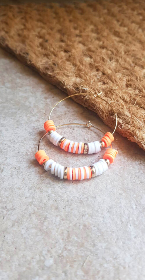 Boucles d'oreilles perles Heshi orange créaoles