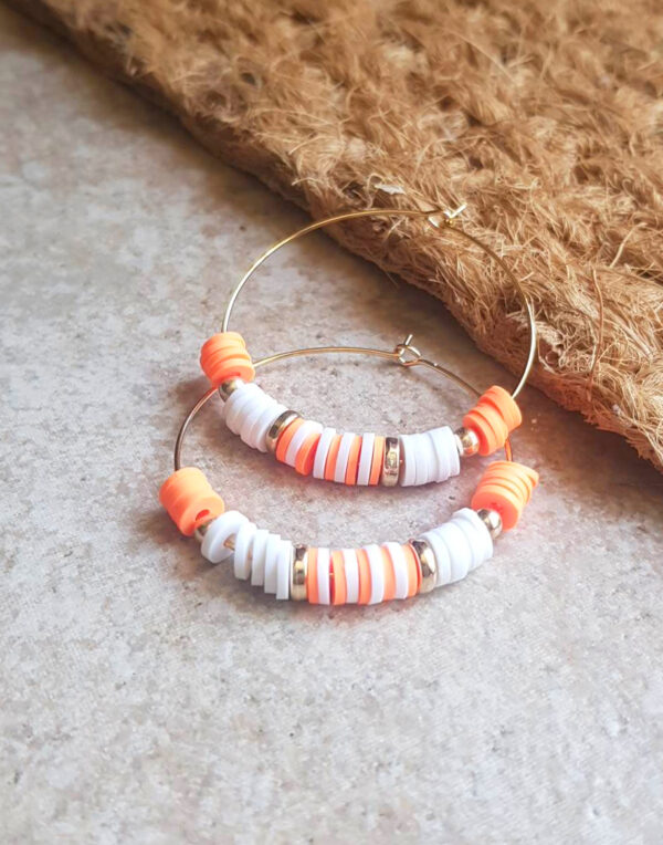 Boucles d'oreilles perles Heshi orange créaoles